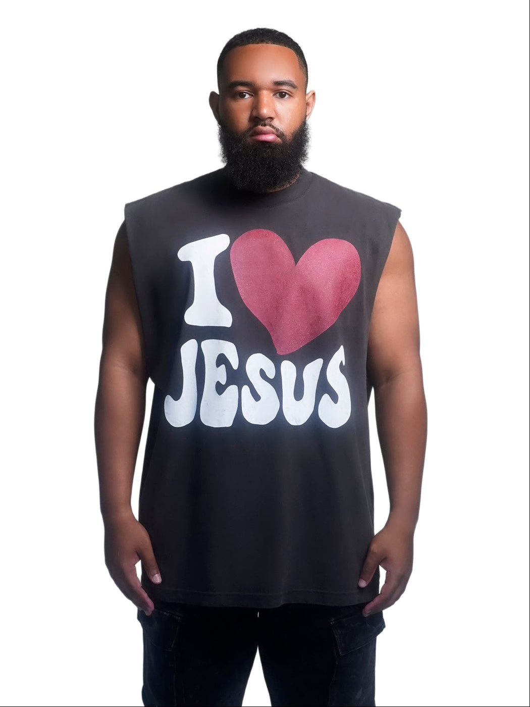 Person in Black I love Jesus Muscle Tank