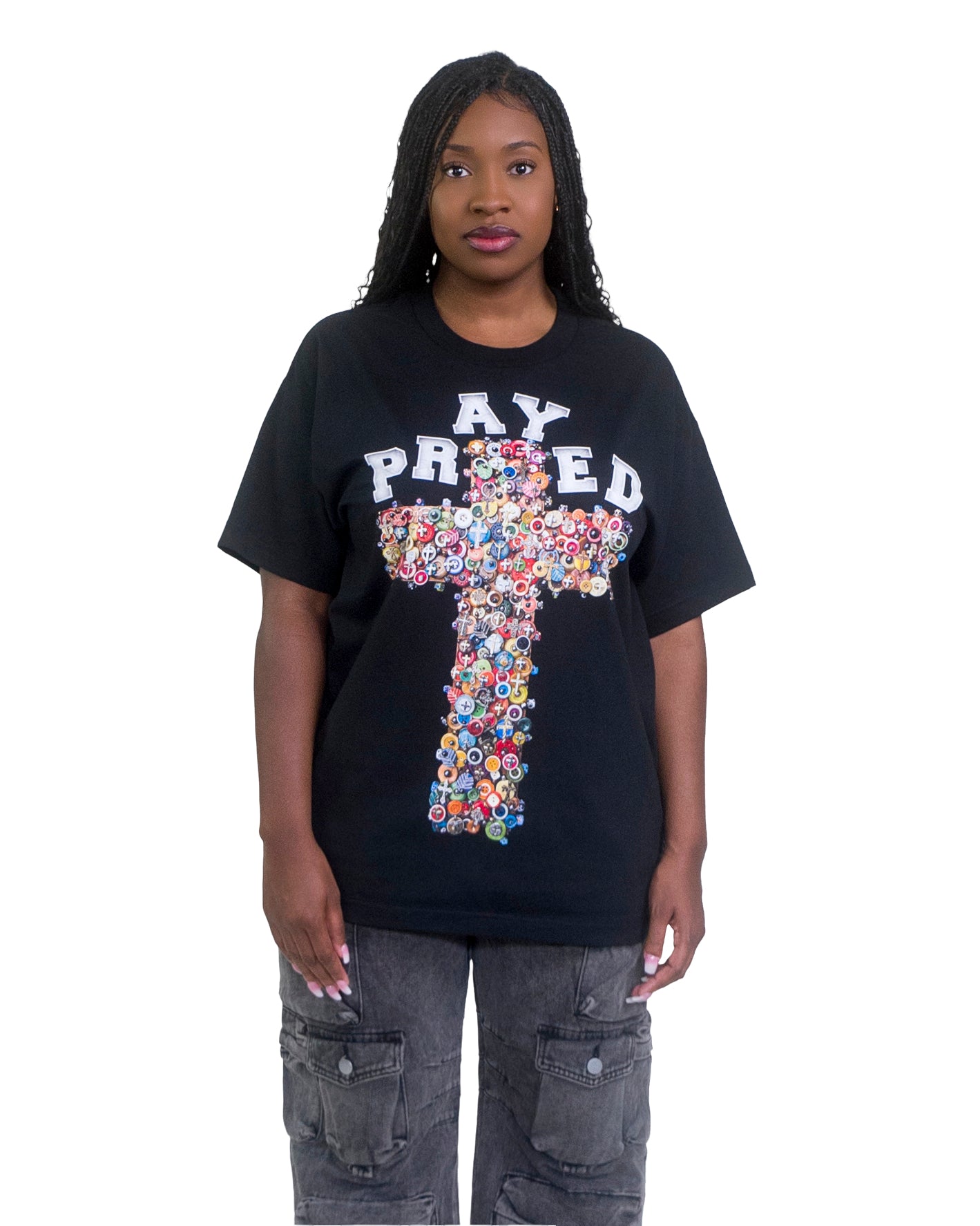 Prayed Cross Button Unisex T-Shirt